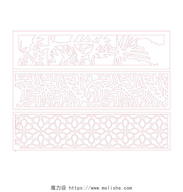 红色中式古典花纹边框PNG素材